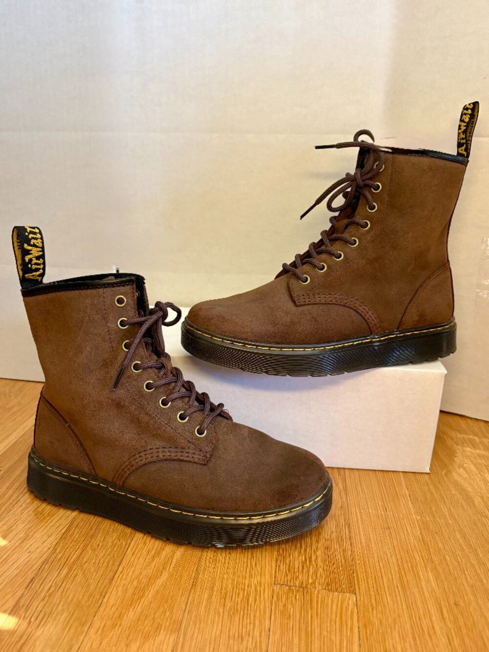 Dr. Martens Zavala Brown Suede Combat Boots - Size 8